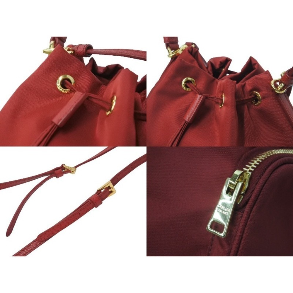 PRADA handbag triangle logo red drawstring closure - Picture 5 of 9